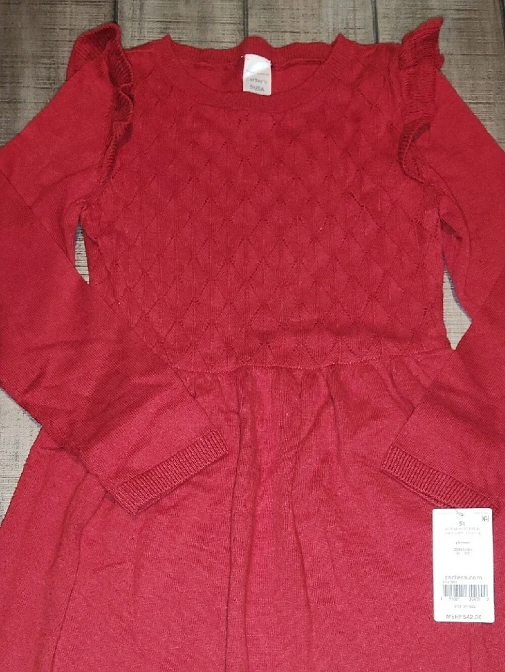 Carter's Crimson Knit Long-Sleeve Girls Dress